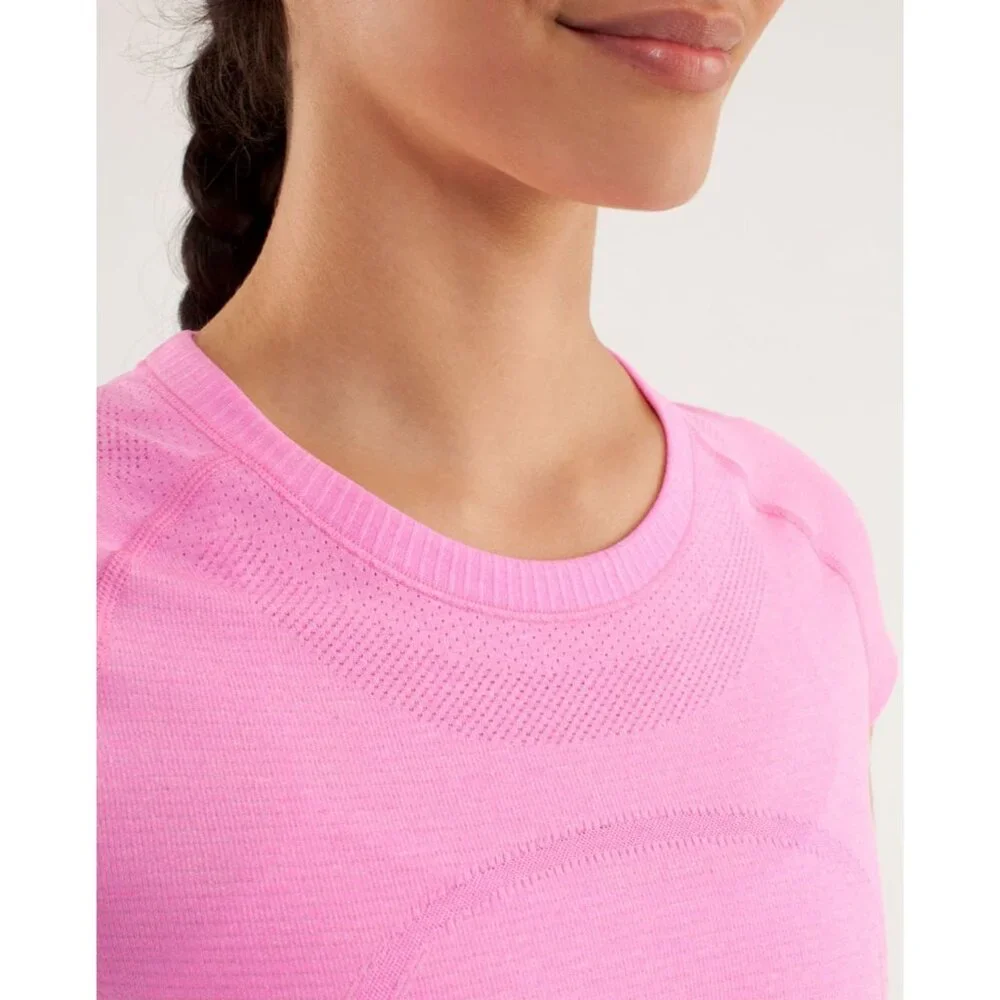 Lululemon Run Swiftly Tech Short Sleeve Pink Athletic Shirt Sz 8 - Picture 5 of 7